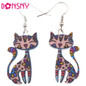 Bonsny Cute Lovely Cat  Earrings Acrylic Printing Patterns 2017 New Design Drop Earrings For Girls Woman Jewelry — image 13 of 20