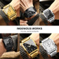Men's Fashion Binbond Gold Men's Watches Luxury Original Stainless Steel Waterproof Square Male Wristwatches Clock Relogio Masculino 2023 Uhren Herren Gold Watch for Men — image 5 of 22