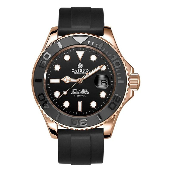 CASENO Luxury Yacht Silicone Strap 21MM Automatic Mechanical Men's Watch Waterproof Sporty Fashion — image 1 of 7