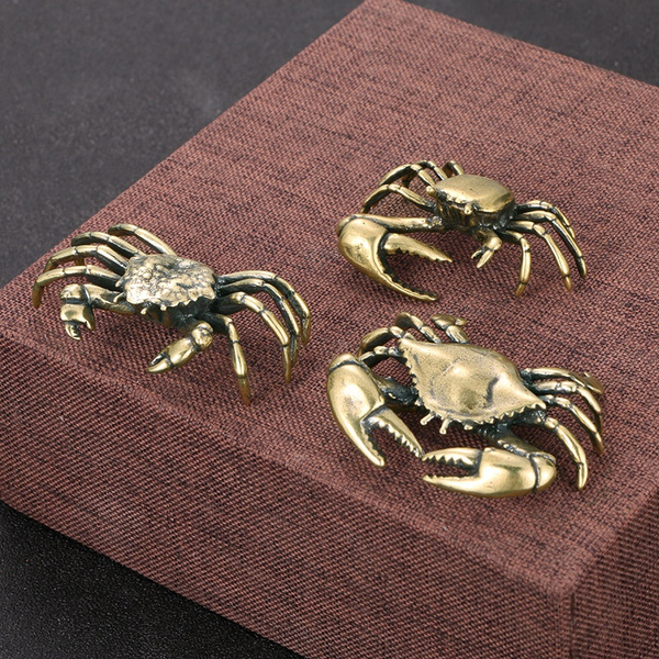 3 Styles Available Brass Crab Small Statue Ornaments Retro Animal Miniatures Figurines Office Desk Decorations Home Decor Crafts — image 1 of 12