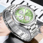 Men's Chronograph Watch, 43.5MM Large Dial Pilot Watch with Slide Rule Bezel, Stainless Steel Band Quartz Wristwatch, Date Display, Daily Water Resistant, Luxury Business Sport Watch for Men — image 17 of 36