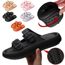 Double Buckle Adjustable 4cm Thickness Ultra Cushioning Sandals Slippers Soft Slide Sandals for Women Men Non-Slip Shower Shoes Bath Slippers Summer Beach Slides — image 3 of 32
