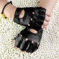 Men Faux Leather Slip-Resistant Half Finger Fingerless Gloves Hand Wrist Mittens GRA — image 5 of 11