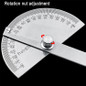 Stainless Steel Round Head 180 degree Protractor Angle Finder Rotary Measuring Ruler Machinist Tool 10cm Craftsman Ruler — image 11 of 13