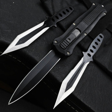 MEN 'S Gear Double Action Hidden Tactical Self Defense Assist Opening Fold Camping Hunting Survival Knife With Two Ninja Throwing Knives Set — image 3 of 12