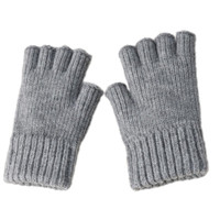 Fashion Gloves Solid Color Knitted Gloves Half Finger Gloves for Office Workers — image 2 of 15
