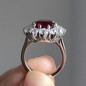 Delicate Square Flower Silver Color White Red Stone Rings Fashion Metal Party Rings for Women Jewelry — image 6 of 7