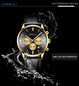 Men Watches Luxury Brand Chronograph Date Wristwatch Male Gold Black Steel Strap Analog Quartz Watch Men Fashion Watch — image 11 of 20