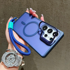 Matte Magnetic Lens Bracket Lanyard Stand Phone Case For Samsung S24 S25 Plus S23 Ultra FE A56 A36 A16 Wireless Charging Cover — image 3 of 18