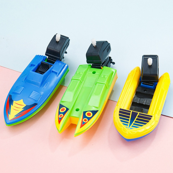 1pc Speed Boat Ship Wind Up Toy Float In Water Kids Toys Classic Clockwork Toys Bathtub Shower Bath Toys for Children Boys Toys — image 1 of 11