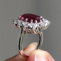 Delicate Square Flower Silver Color White Red Stone Rings Fashion Metal Party Rings for Women Jewelry — image 4 of 7