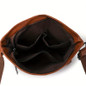 Women's Vintage-Inspired Crossbody Bag - Large Capacity Adjustable Shoulder Strap, Multiple Zippered Compartments, Two-Tone Brown & Black, Secure Metal Hardware for Business Commute & Casual Outings, Classic Mailbag Style, Textured Finish — image 6 of 12