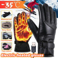 Winter Warm Men Heated Gloves Rechargeable USB Hand Warmer Electric Heating Gloves Winter Cycling Thermal Touch Screen Bike Gloves Windproof — image 2 of 15