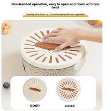 Double-Layer Kitchen Colander with Lid – Thick Fruit & Veggie Strainer, Refrigerator Storage Container — image 3 of 11