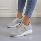 Women's Casual Sports Shoes with Round Toe and Wedge Heel, Cross Strap Athletic Sneakers in Extended Sizes — image 4 of 11