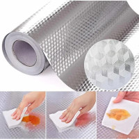 Kitchen Backsplash Stickers Wallpaper, Kitchen Stickers Self Adhesive Kitchen Aluminum Foil Stickers Oil Proof Waterproof Stove Sticker, for Countertop Drawer Cabinets Shelf Liner, Peel and Stick Easy To Use — image 2 of 9