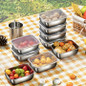 6/12/18PCS Stainless Steel Baking Pan with Clear Lid, Rectangular Metal Bakeware Tray for Oven Roasting, Bread, Cakes, Meal Prep, Reusable Food Storage Container, Dishwasher Safe Baking Tray for Kitchen Cooking — image 15 of 18