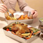 6/12/18PCS Stainless Steel Baking Pan with Clear Lid, Rectangular Metal Bakeware Tray for Oven Roasting, Bread, Cakes, Meal Prep, Reusable Food Storage Container, Dishwasher Safe Baking Tray for Kitchen Cooking — image 14 of 18