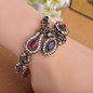 Blucome Latest Vintage Women Party Bangles Red Acrylic Resin Lily Flower Bracelets Full Crystals Turkish Bijuterias Hand Jewelry — image 14 of 14