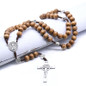 Handmade Round Bead Rosary Necklace for Men for Cross Jesus Pendant Catholic Religious Jewelry Gifts — image 4 of 10