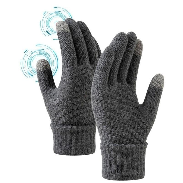Winter Warm Touchscreen Gloves, Fluff Lined Thicken Knit Gloves Elastic Cuff Windproof Cycling Gloves For Running, Cycling, Driving, Hiking, Walking, Texting, Freezer Work, Gardening, And Daily Activities — image 1 of 18