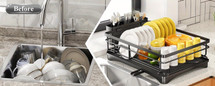1pc Dish Rack, Single Layer Dish Drying Rack, Large Capacity Dish Rack With Drainboard, Rustproof Dish Drainer With Utensil Holder, For Sink, For Kitchen Countertop, Kitchen Organizers And Storage, Kitchen Accessories — image 15 of 20