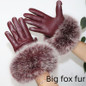 Genuine Sheepskin Gloves with Fox Fur Cuff | Winter Warm Touchscreen Riding Gloves — image 4 of 17