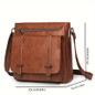 Women's Vintage-Inspired Crossbody Bag - Large Capacity Adjustable Shoulder Strap, Multiple Zippered Compartments, Two-Tone Brown & Black, Secure Metal Hardware for Business Commute & Casual Outings, Classic Mailbag Style, Textured Finish — image 4 of 12