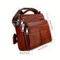 Genuine Leather Men's Business Briefcase, Multi-functional Crossbody Handbag For Daily Commuting & Business Trips, Retro Top Layer Cowhide Messenger Bag — image 6 of 14