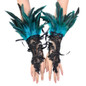 1 pair, Bohemian Gothic faux feather gloves, monochrome lace sequined lace-up hook gloves, Halloween party dress-up wristbands — image 8 of 16