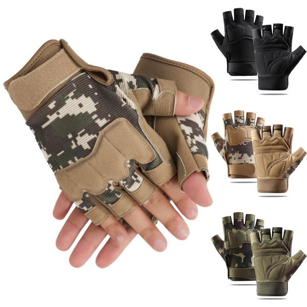 Fingerless Tactical Gloves, Knuckle Protective Breathable Lightweight Outdoor Military Gloves for Shooting, Hunting, Motorcycling, Climbing — image 1 of 23