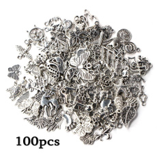 100pcs Bulk Tibetan Silver Mixed Pendant Jewelry Making DIY Craft Animal Flower Heart Charms — image 3 of 9