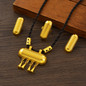Africa Classic Golden Color Jewellery Set Ethiopia Earrings Pendant Rings Dubai Saudi Arab Bridal Wedding Accessories Party Gifts — image 8 of 9