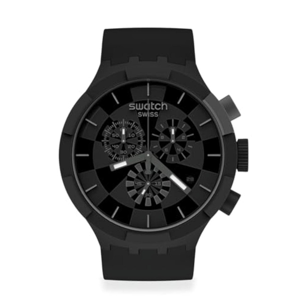 Big Bold Chrono Unisex Watch Casual Plastic Black Automatic Waterproof Checkpoint Black — image 1 of 7