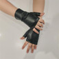 Punk Style Fingerless Gloves Windproof PU Nightclub Fashion Accessory — image 4 of 10