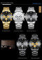 Men Watches Luxury Brand Chronograph Date Wristwatch Male Gold Black Steel Strap Analog Quartz Watch Men Fashion Watch — image 9 of 20