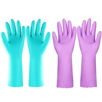 Reusable Dishwashing Cleaning Gloves With Latex Free, Cotton Lining,Kitchen Gloves 2 Pairs,Purple+Blue Medium — image 2 of 8