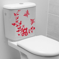 Butterfly Flower Vine Bathroom Wall Stickers Home Decoration Wallpaper Wall Decals For Toilet Decorative Sticker Home Decor — image 2 of 23