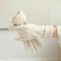 1 pair of thermal gloves, suitable for girls in winter, velvet, windproof and cold-proof temperament, elegant touch-screen split-finger gloves, left and right hands — image 16 of 22