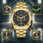 Automatic Mechanical Watch for Men - Gold Black Stainless Steel Case with 3 Subdials, Date, Chronograph Sports Business Watch — image 7 of 16
