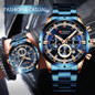 Herr Top Brand Luxury Blue Steel Quartz Chronograph Luxury Men Watch Blue Steel Men'S Watch Blue Dial — image 8 of 22