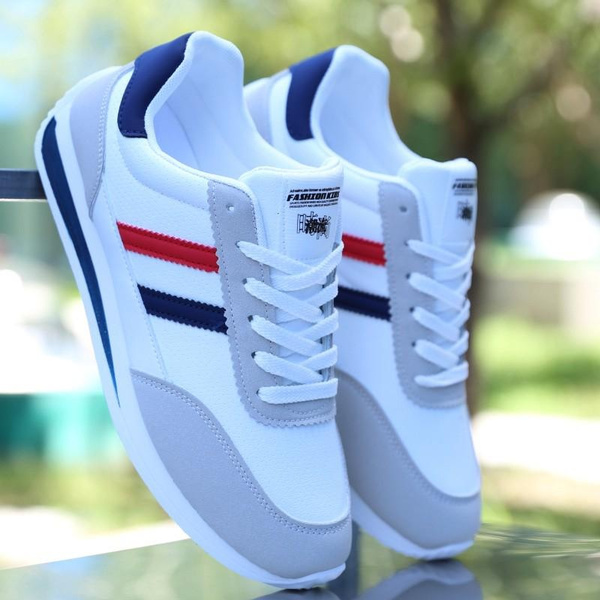 Waterproof Leather Casual Sneakers for Men, Lightweight Breathable Walking Shoes, Fashion Athletic Running Shoes — image 1 of 7
