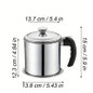 1pc Home Kitchen Container With Strainer Easy To Holding When Need Stainless Steel Made For Storage Cooking Oil And Grease 1.8L/ 60 Oz — image 5 of 11