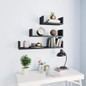 Modern 3-Tier Black Floating Shelf Set - Engineered Wood Wall Display for Home Decor — image 5 of 8