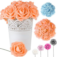 Artificial Flowers 9/25/50pcs Real Looking Cream Fake Roses w/Stem for DIY Wedding Bouquets for Bride Centerpieces Bridal Shower Party Home Room Decorations — image 3 of 20