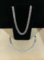 1 Pair(Necklace+Bracelet ) 925 Sterling Silver Solid 7MM Cuban Curb Chain Necklace Mens Silver Bracelet Set — image 8 of 14