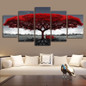 Five Panels Sunset Tree Modern Abstract Red Green Mysterious Wall Art Canvas Posters Prints unframed Wall Pictures Paintings Artwork Posters for Home Living Room Bedroom Decorations — image 9 of 11
