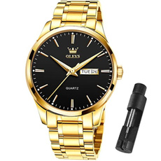 Mens Gold Watches Waterproof Stainless Steel Lightweight Watch With Date Classic Luxury Dress Watch For Men Gold White Blue Green Dial — image 3 of 8