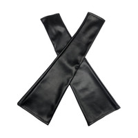 Black Long Fingerless Gloves PU Leathers Punk Gloves Thimb Hole Mittens — image 2 of 12