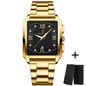 Men's Fashion Binbond Gold Men's Watches Luxury Original Stainless Steel Waterproof Square Male Wristwatches Clock Relogio Masculino 2023 Uhren Herren Gold Watch for Men — image 14 of 22